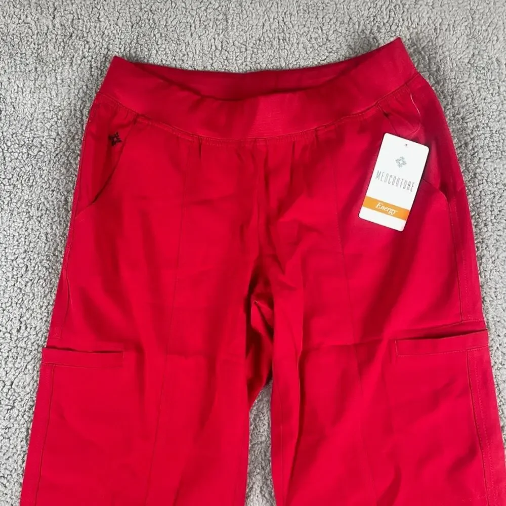 Med Couture Women's S Petite Red 'Energy Collection' Yoga 2 Cargo Pocket Pant - Picture 2 of 15